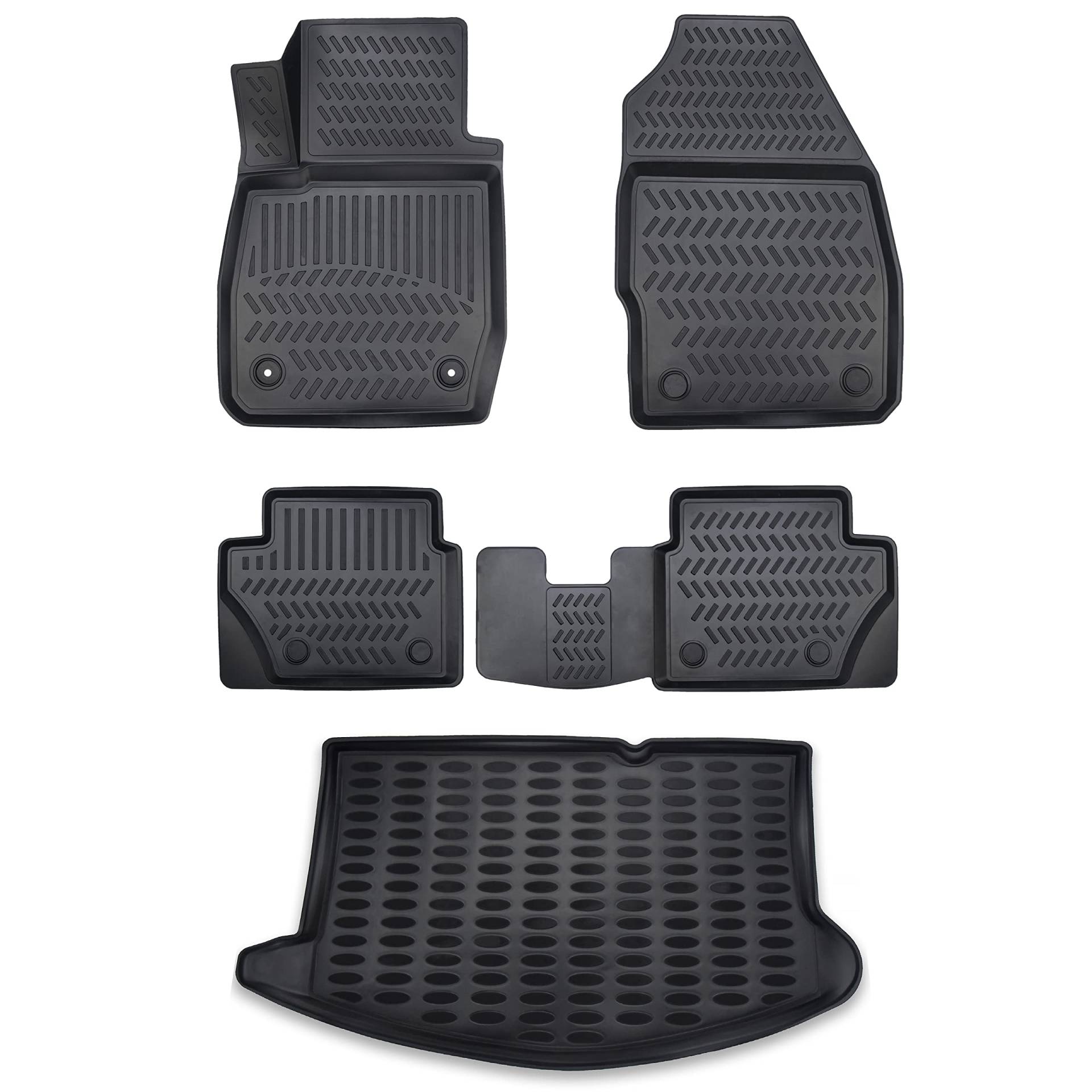 Gummimatten & Kofferraumwanne Set Ford Fiesta VI Schrägheck 2008-2016 3-/5-türer | Extra hoher 5cm Rand von Elmasline