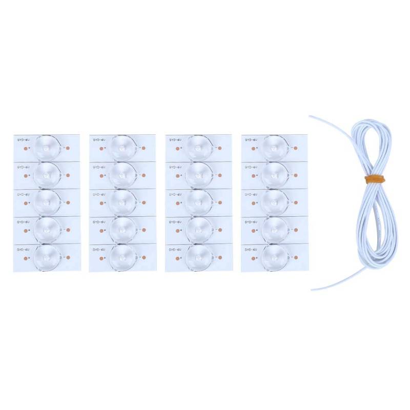 20 Stück LED-Perle, Hochleistungs-SMD-Lichtperlen-Glasfaserplatten-Optiklinsenfilter mit Leitung 6 V für TV-Reparaturen(20PCS) von Elprico