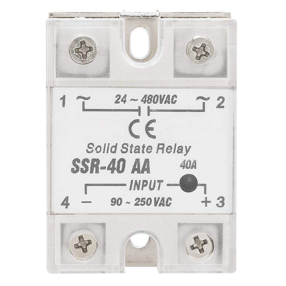 Halbleiterrelais, SSR-40AA 40A Halbleiterrelaismodul AC-AC-Eingang 90-250 V AC-Ausgang 24-480 V AC von Elprico