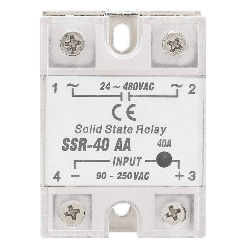 Halbleiterrelais, SSR-40AA 40A Halbleiterrelaismodul AC-AC-Eingang 90-250 V AC-Ausgang 24-480 V AC von Elprico