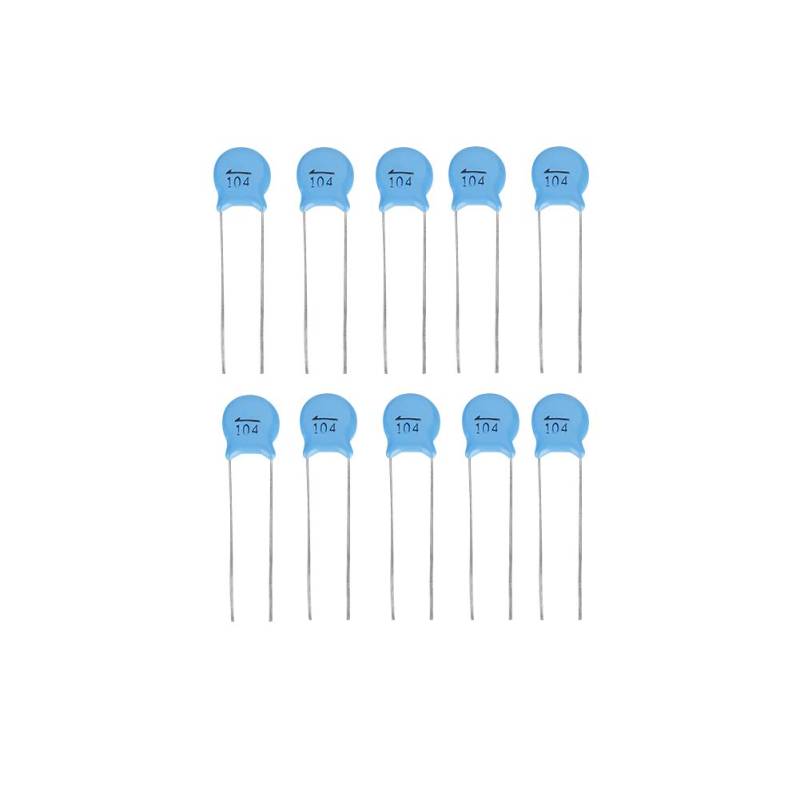 Keramikkondensator, 50-teiliges Kondensator-Kit, 1000 V 104 M 0,1 uF 100 nF Hochspannungs-Scheibenkeramikkondensator-Set von Elprico