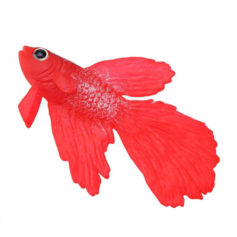 Künstliche Aquarienfische, Kleine Silikonfische, Künstliche Bewegliche Fische, Schwimmende Fische, Aquariumdekoration für Aquarien(Nr. 1 roter Betta) von Elprico