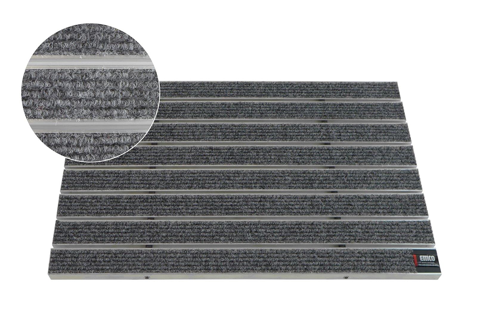 EMCO Eingangsmatte DIPLOMAT Large Rips hellgrau 12mm Fußmatte Schmutzfangmatte Fußabtreter Antirutschmatte, Größe:740 x 490 mm von Emco