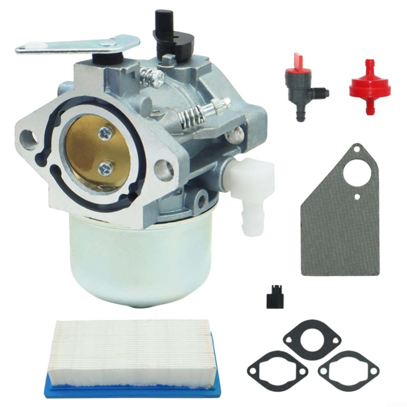 Emiif Rasenmäher-Vergaser-Kit für 10 PS Motorersatzteile 694526/690118/690119 – inklusive Luftfilter-Kraftstofffilter-Stoppventildichtungen von Emiif