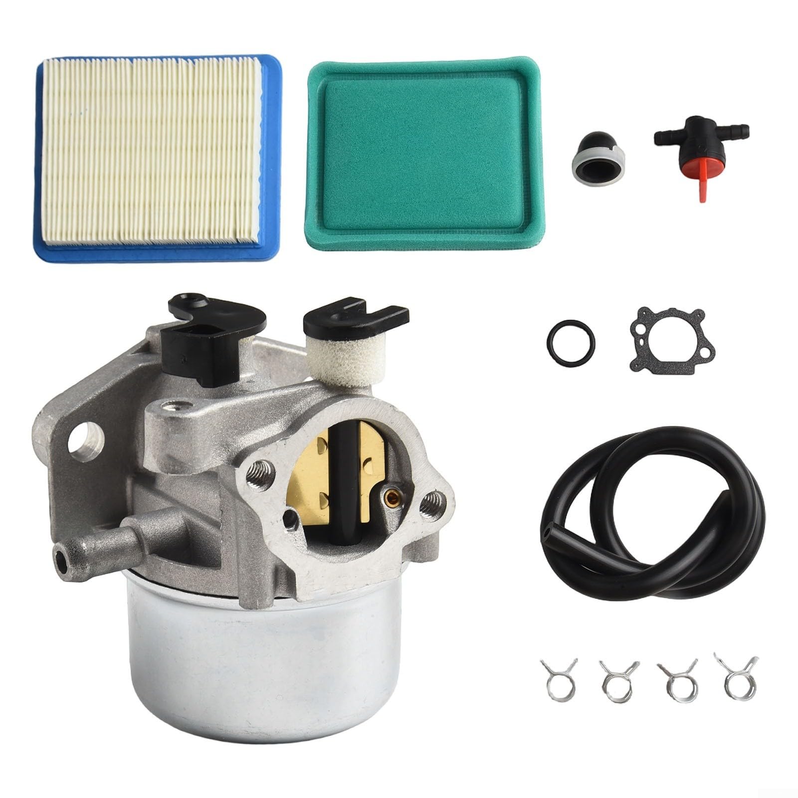 Emiif Vergaser-Kit für 6,75 PS 190 cc Motor inklusive Luftfilter-Kraftstoffleitung Hut-Off-Ventil – kompatibel mit 799871 790845 799866 796707 794304 4-Takt-Quantum-Motor von Emiif