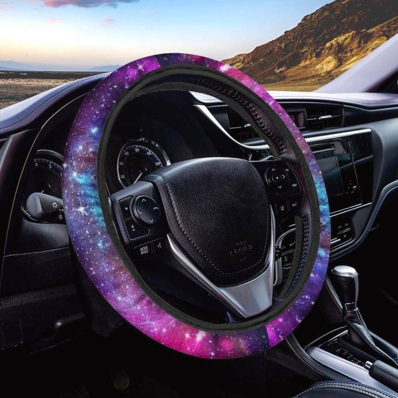 Galaxy Auto-Lenkradabdeckung, Sternenhimmel-Design, passend für die meisten Fahrzeuge, elastische Stretch-Lenkradabdeckung, universal, 38 cm von Enborpe