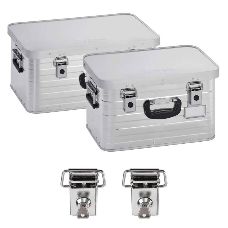 Enders Alubox 29 L + 47 L mit 2X Schloss Set - Aluminium Box stabile Wandstärke, spritzwasserdicht, stapelbar - Alu Box, Alukiste, Metallbox - verwendbar als Transportbox, Lagerbox, Werkzeugkiste von Enders