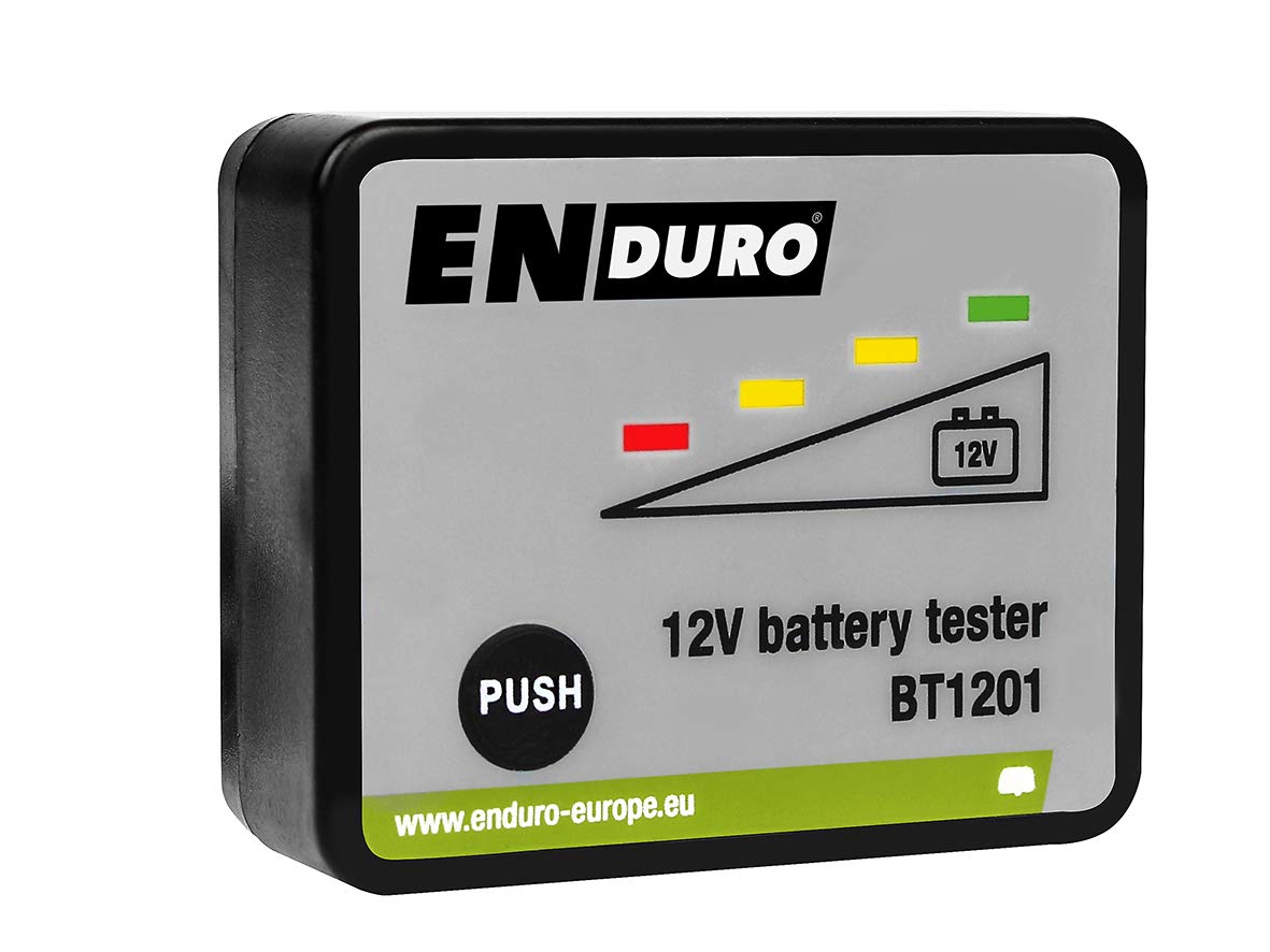 ENDURO 16613 Batterie-Tester BT1201, für Wohnwagen, fester Einbau, Spannungsbereich 8-16 V, Schwarz, grau von Enduro