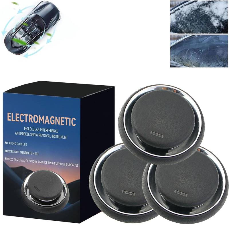 Endyniner Anti-Freeze Elektromagnetisches Auto Schneeräumgerät Elektromagnetische Molekulare Interferenz Frostschutzmittel Schneeräumungsinstrument, Schneeräumungswerkzeug Auto Defroster (3pcs) von Endyniner