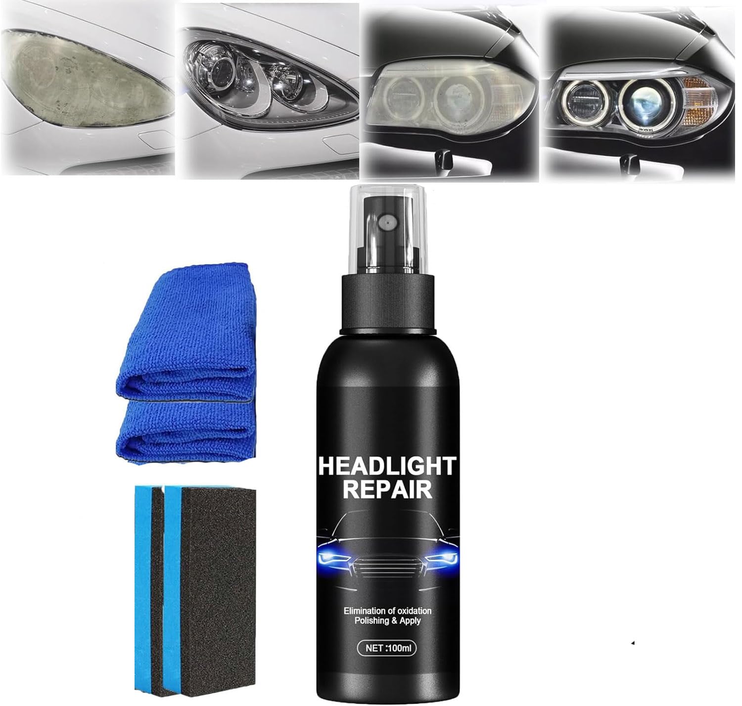 Rejuvenation Scratch Removal Spray for Car Headlight, Car Light Lens Restorer & Protective Coating for Enhanced Brightness, Powerful Advance Headlight Restoration Kit von Endyniner