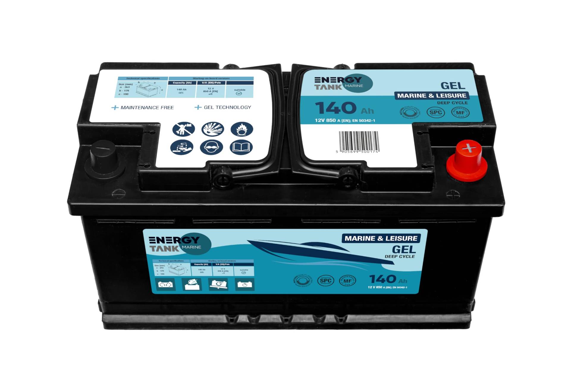 Boot batterie 12v 140 Ah - Gel Batterie 12v Mobil und Stationär - Bootsbatterie Lange Lebensdauer - Boot Batterie Gegen Vibrationen und Stöße Geschützt von EnergyTank