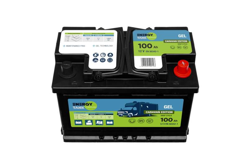 Energy Tank Autobatterie 100Ah 12V - Auto Batterie 12V 100Ah - Effiziente 12V Batterie - GEL Batterie 12V 100Ah - Lange Lebensdauer Mover Batterie - Auto GEL Batterie 12V - Mover Batterie Wohnwagen von Energy Tank