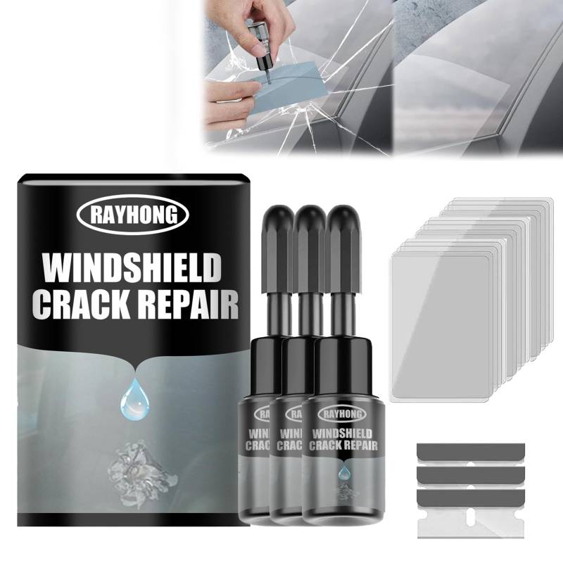 Eniyou Steinschlag Reparaturset Windschutzscheibe 3 Stück für Rissziele für Autoglas XTryfun Windschutzscheibe Reparaturset Glas Reparatur Set Glasreparaturflüssigkeit XTryfun von Eniyou