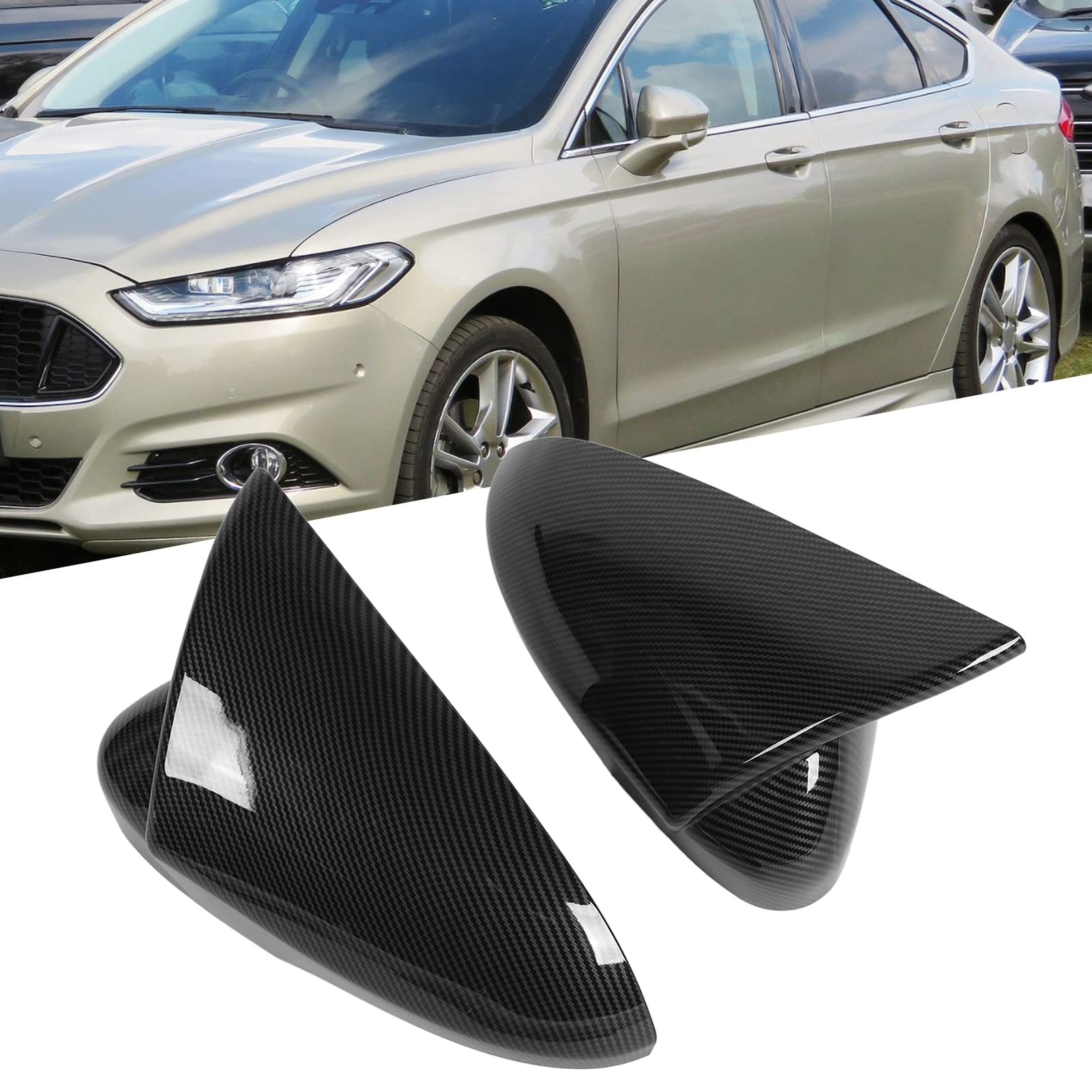 1 Paar Rückspiegelabdeckungsverkleidung für Mondeo 2013–2020 – ABS-Schutz und Installation (Carbon Fiber Look) von Enlybee