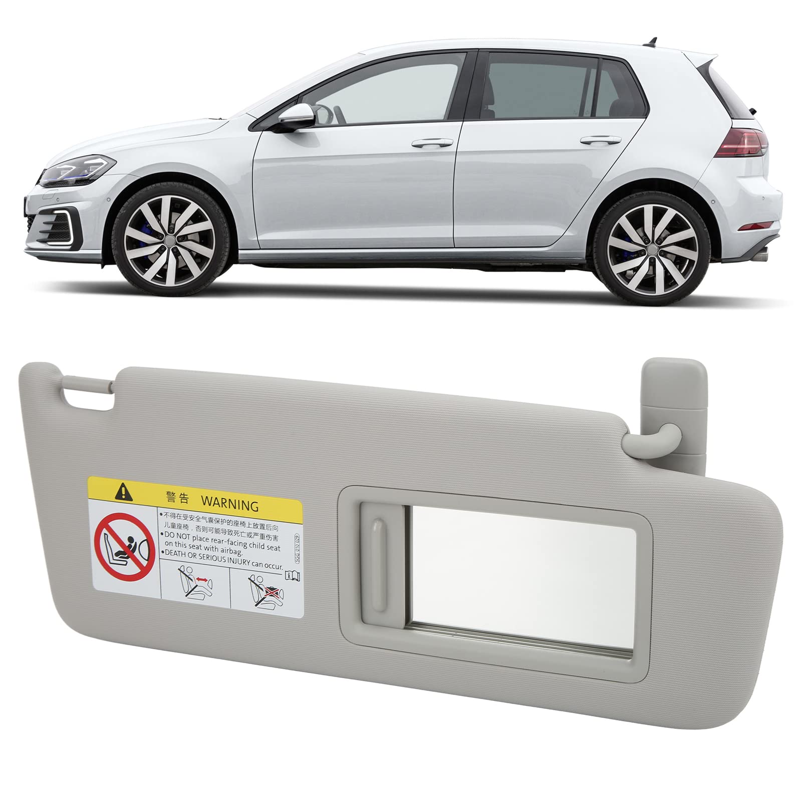 Ersatz für Auto-Sonnenblende vorne rechts – kompatibel mit MK7 2014–2017 – ABS-Kunststoff und Stoff, Installation für sicheres Fahren von Enlybee