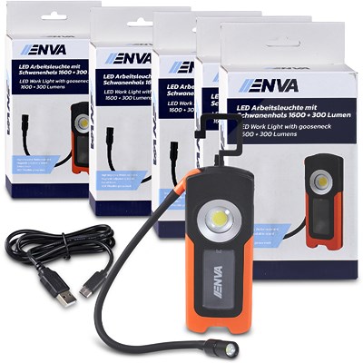 Enva 5x LED Arbeitsleuchte mit Schwanenhals 1600 + 300 Lumen von Enva