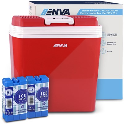 Enva Elektro Kühlbox 12V/230V 20 Liter + 4x Kühlakku von Enva