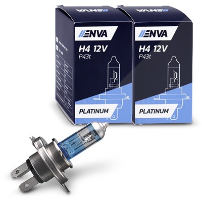 Enva 2x Glühlampe H4 60/55W 12V - PLATINUM --> bis zu 130% mehr Licht! für Abarth, Alfa Romeo, Audi, Austin, Autobianchi, BMW, Chevrolet, Chrysler, Ci von Enva