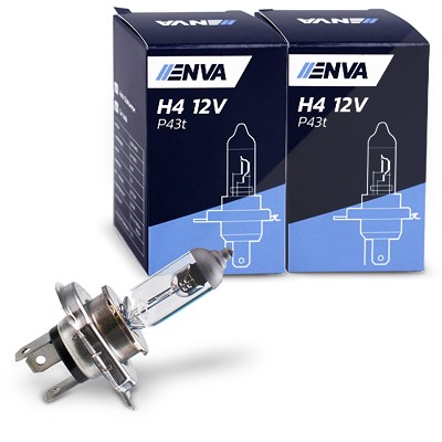 Enva 2x Glühlampe H4 60/55W 12V für Abarth, Alfa Romeo, Audi, Austin, Autobianchi, BMW, Chevrolet, Chrysler, Citroën, Dacia, Daewoo, Daihatsu, Dodge, von Enva