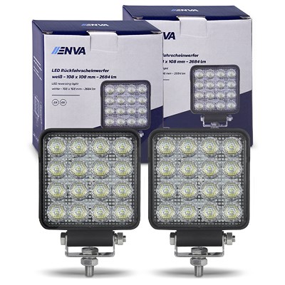 Enva 2x LED Zusatz-Rückfahrscheinwerfer 12/24V 25W 108x108mm von Enva