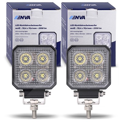 Enva 2x LED Rückfahrscheinwerfer 12/24V 30W 5700K 2200lm 70,4x70,4mm von Enva