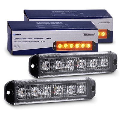 Enva 2x LED Warnblinkleuchte 12/24V 11W orange 202lm 120x28mm von Enva