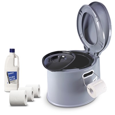 Enva Campingtoilette + 4x Toilettenpapier + 1 L Sanitärflüssigkeit von Enva