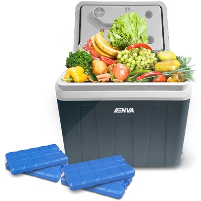 Enva Elektro Kühlbox 12/230V 45 l + Kühlakkus 4x 200 g von Enva