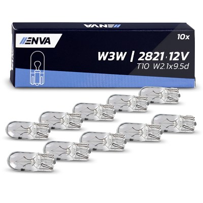 Enva Glassockel Glühlampe W3W T10 3W 12V - 10 Stück von Enva