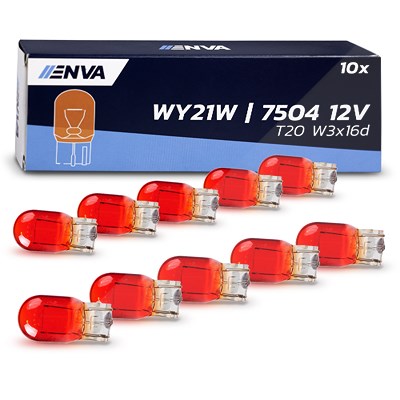 Enva Glassockel Glühlampe WY21W 21W orange 12V - 10 Stück von Enva