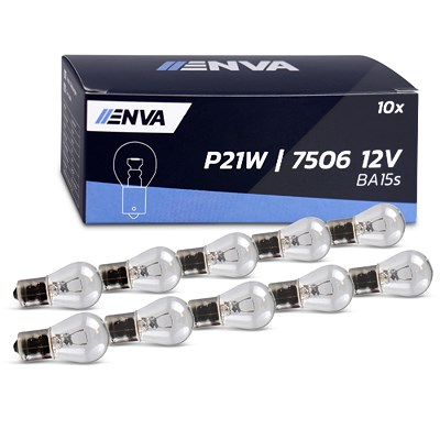 Enva Glühlampe P21W 21W klar 12V - 10 Stück [Hersteller-Nr. 12498CP] von Enva