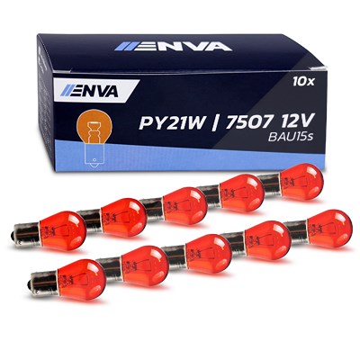 Enva Glühlampe PY21W 21W orange 12V - 10 Stück [Hersteller-Nr. 12496NAB2] für Abarth, Alfa Romeo, Alpina, Audi, BMW, Chevrolet, Chrysler, Citroën, Dac von Enva