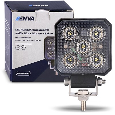 Enva LED Rückfahrscheinwerfer 12/24V 5W weiß 6500K 516lm 70,4x70,4mm [Hersteller-Nr. T8005] von Enva