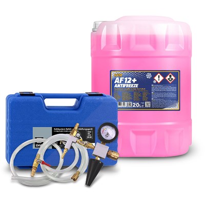 Enva Kühlsystem Prüfgerät inkl. Befüllsystem + 20 L Antifreeze AF12+ von Enva