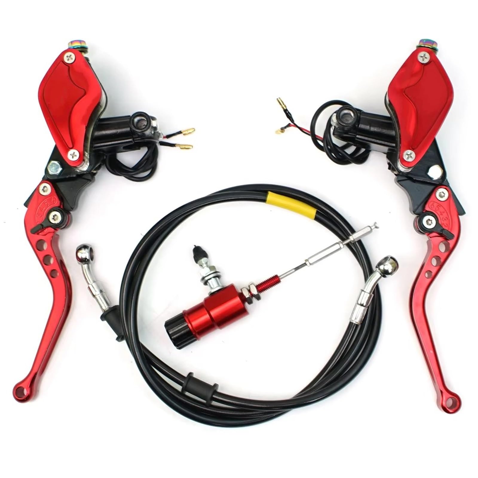 Bremskupplungshebel Zubehö Motorrad 22mm Hydraulische Kupplung Kit Hauptbremszylinder Kit Für Kawasaki Für Suzuki Dirt Bike Sport Bike Roller Kupplungshebel Barsch(FY Red) von Eofooq