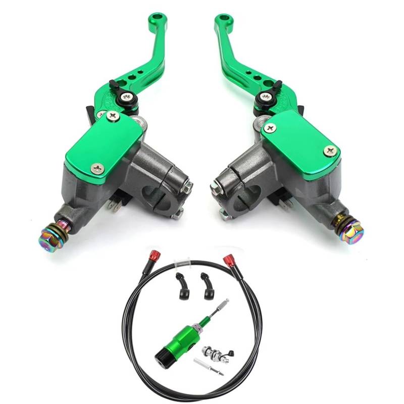 Bremskupplungshebel Zubehö Motorrad 22mm Hydraulische Kupplung Kit Hauptbremszylinder Kit Für Kawasaki Für Suzuki Dirt Bike Sport Bike Roller Kupplungshebel Barsch(Green Set) von Eofooq