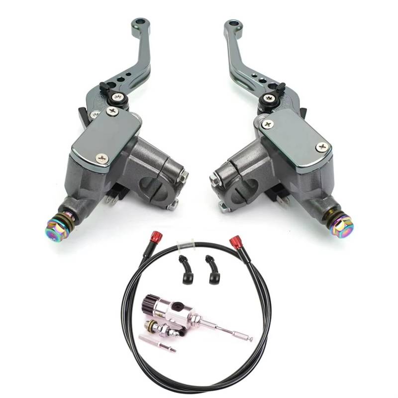 Bremskupplungshebel Zubehö Motorrad CNC Hydraulische Kupplung Kit Hebel Hauptzylinder 125~250cc 7/8 "22mm Für Ducati Für Aprilia Dirt Bike Moped Kupplungshebel Barsch(Grey 1 Pair) von Eofooq