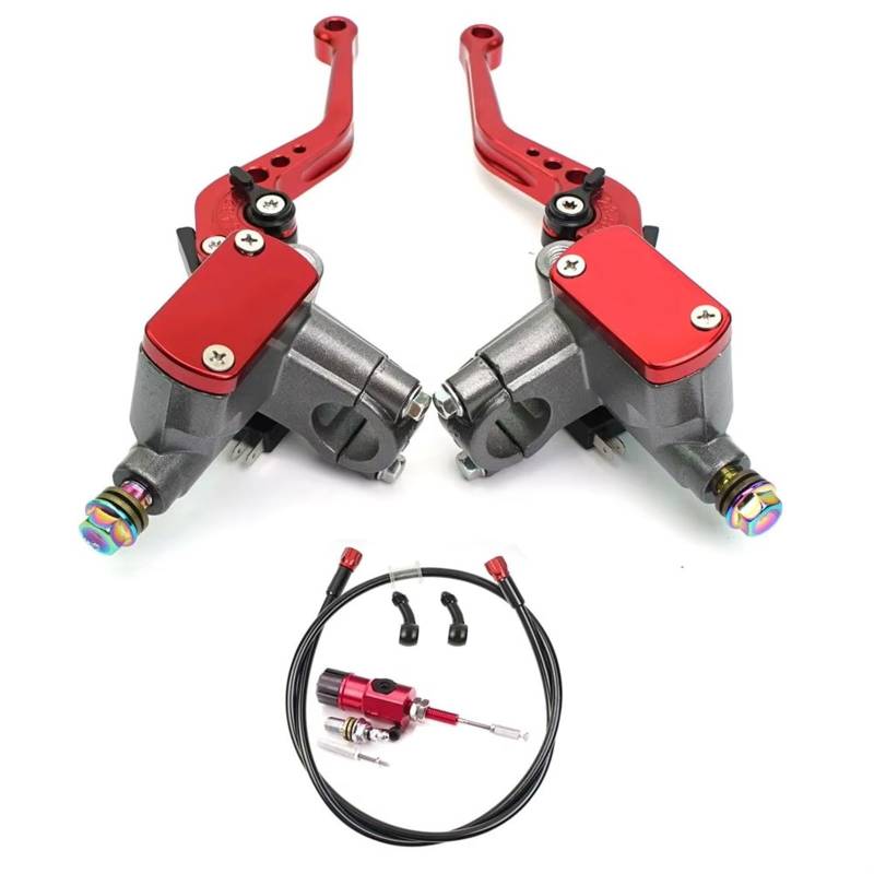 Bremskupplungshebel Zubehö Motorrad CNC Hydraulische Kupplung Kit Hebel Hauptzylinder 125~250cc 7/8 "22mm Für Ducati Für Aprilia Dirt Bike Moped Kupplungshebel Barsch(Red 1 Pair) von Eofooq