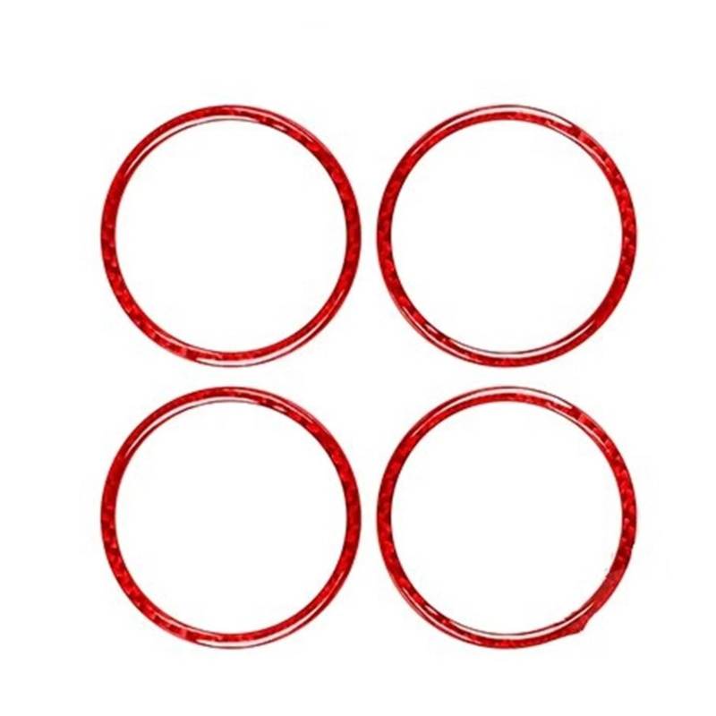 Kohlefaser Auto Aufkleber Für Jeep Für Wrangler JL 2018-2023 Auto Innen Instrument Air Outlet Ring Carbon Faser Trim Aufkleber Aufkleber Dekorative(4 pcs red) von Eofooq