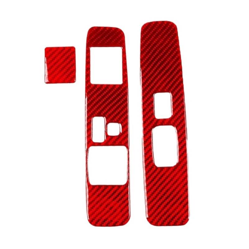 Kohlefaser Auto Aufkleber Für Tacoma 2001–2004, Auto-Innenfenster-Steuerung, Hebe-Panel-Trim, Kohlefaser-Aufkleber, Zubehör Aufkleber Dekorative(Two Doors 3piece RED) von Eofooq