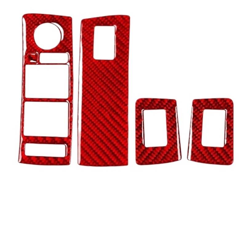 Kohlefaser Auto Aufkleber Für X5 E53 2000-2006 Auto Fensterheber Panel Abdeckung Carbon Faser Trim Aufkleber Aufkleber Dekorative(Red LHD) von Eofooq