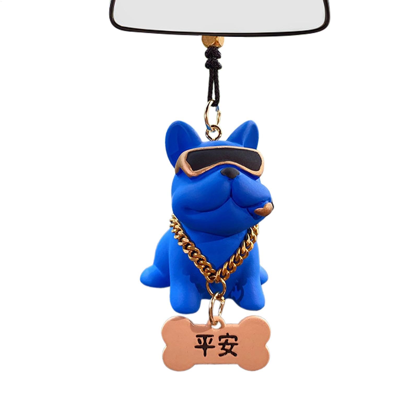 Eoixuqba Hunde-Autoanhänger, Auto-Hundeschmuck,Bulldog Auto Interior Dangle Resin - Hunde-Auto-Ornament zum Aufhängen, coole Autospiegel-Zubehör für Zuhause, Auto-Dekoration von Eoixuqba