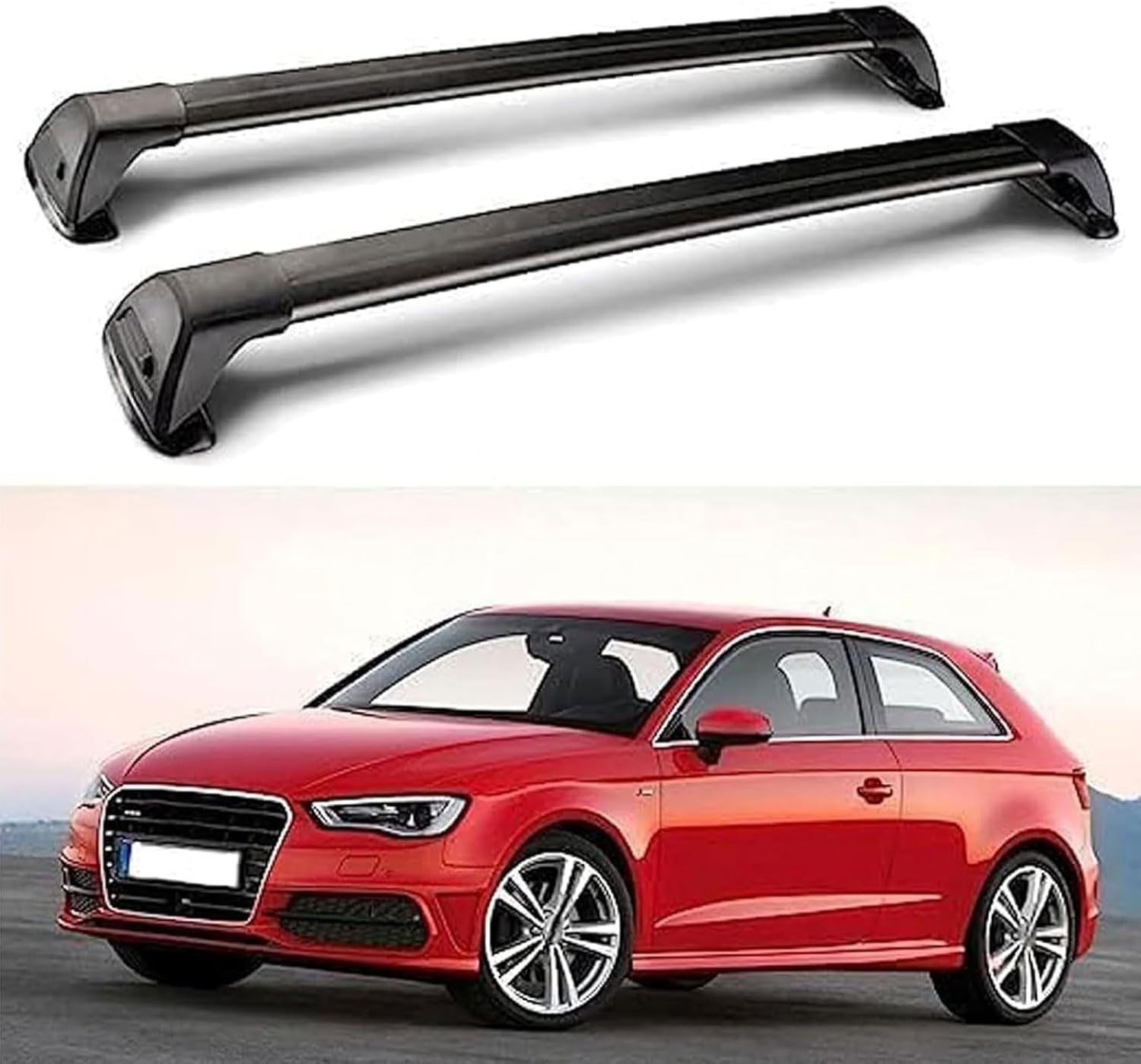 2 Stück Auto Dachträger für Audi A3 3 Door Hatchback 2012-2016, Querträger Dachgepäckträger Gepäckträger Querbalken Dekoratives Zubehör von Eoobyzn