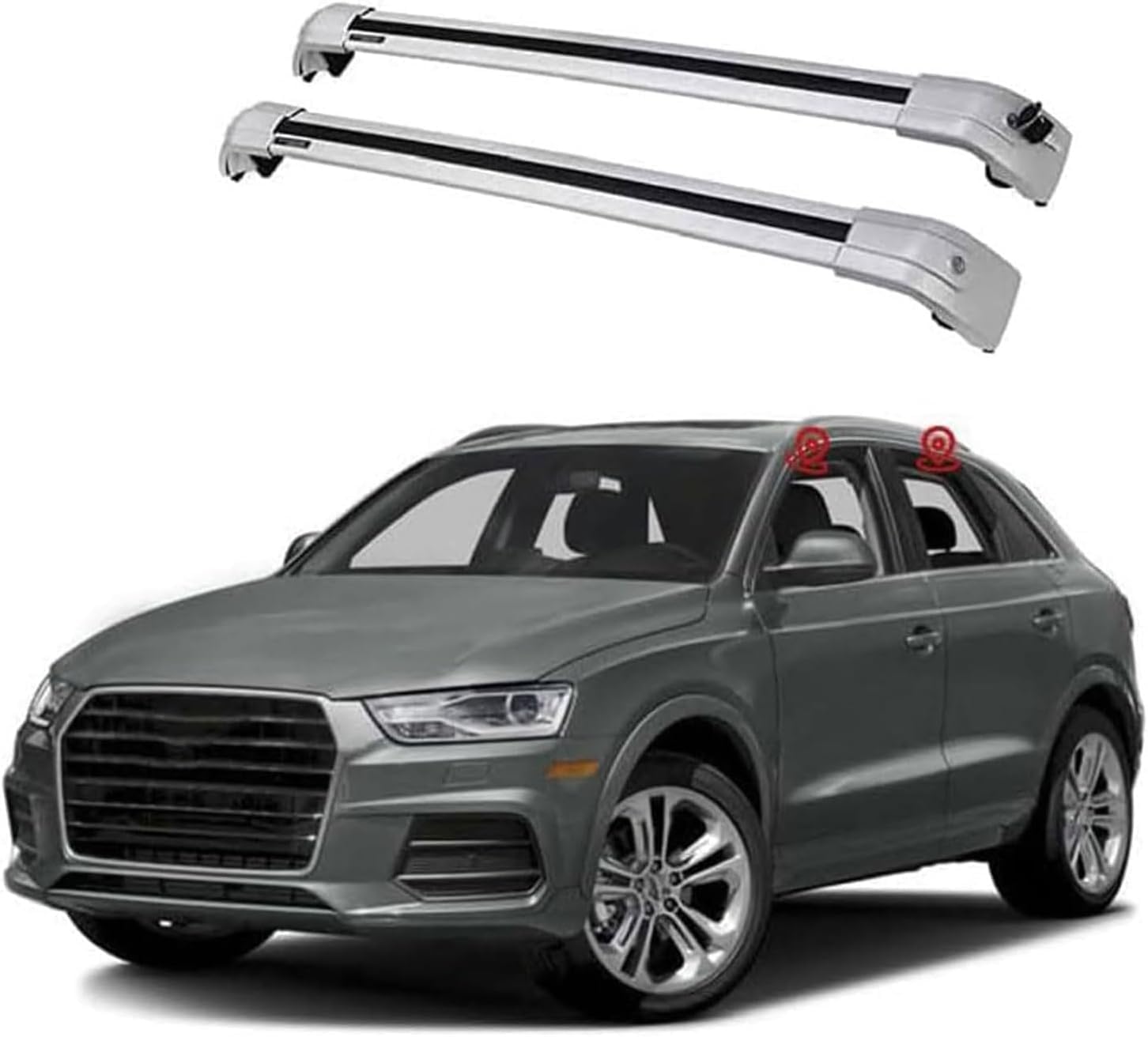 2 Stück Auto Dachträger für Audi Q3 SUV 2011-2018, Querträger Dachgepäckträger Gepäckträger Querbalken Dekoratives Zubehör von Eoobyzn