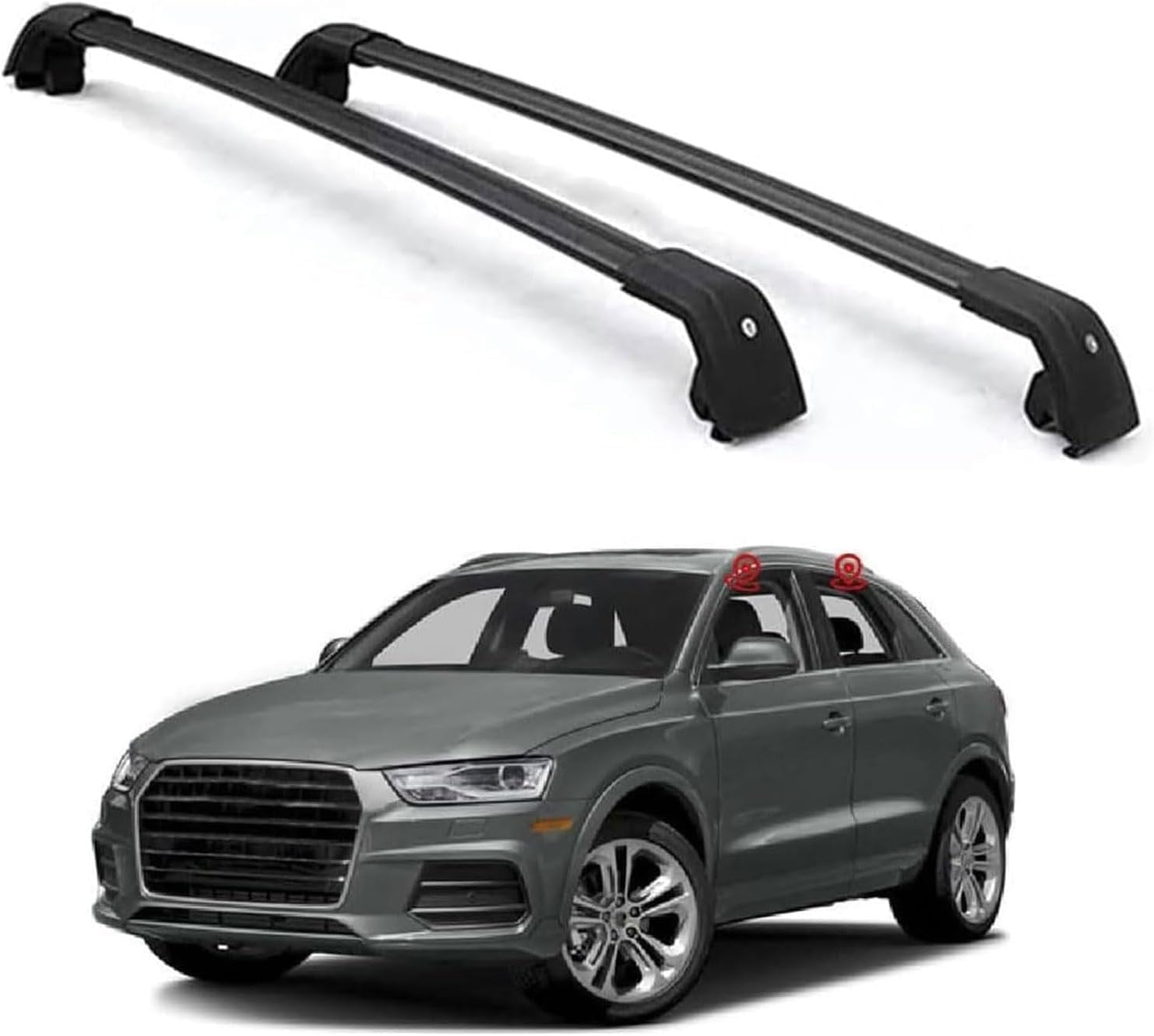 2 Stück Auto Dachträger für Audi Q3 SUV 2011-2018, Querträger Dachgepäckträger Gepäckträger Querbalken Dekoratives Zubehör von Eoobyzn