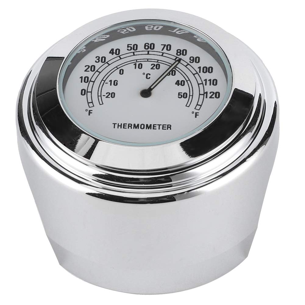 Eosnow Lenkerthermometer, ‑20℃-50℃ Motorrad-Temperaturanzeige, schwarz, weiß, wetterfest, klares Zifferblatt, Aluminiumlegierung für Motorräder(Weiß) von Eosnow