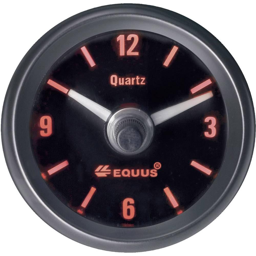 Equus 656789 Kfz Einbauinstrument Quarz-Uhr analog 4 LEDs Blau, Grün, Gelb, Rot 52 mm von Equus