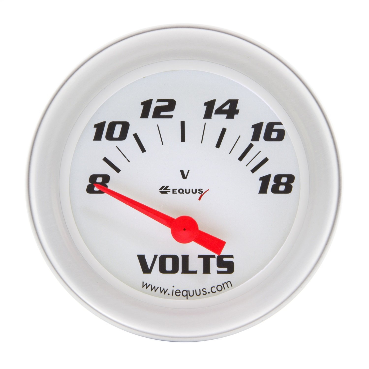 Equus 8268 Voltmeter, 5,1 cm, Weiß mit Aluminium-Lünette von Equus