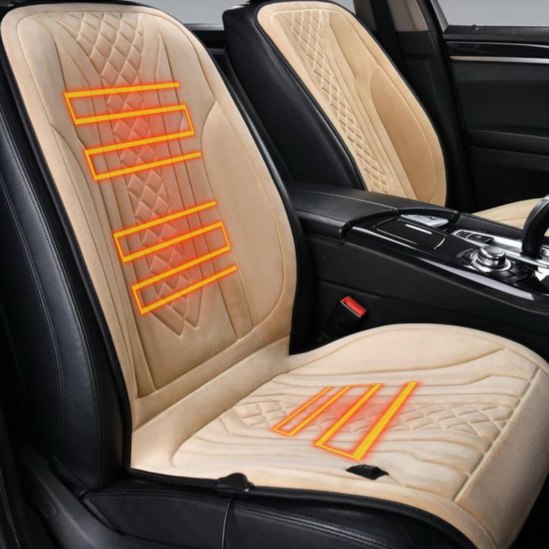 ErZhuiZi Auto Sitzheizung 12v Auflage 2er Set Sitzauflage Auto Vordersitze Sitzbezug Heizung Auto Vordersitze USB Sitzbezüge Auto Vordersitze Rückenlehne,beige-2seater von ErZhuiZi