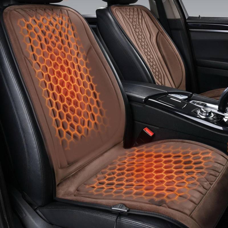 ErZhuiZi Auto Sitzheizung 12v Auflage 2er Set Sitzauflage mit Heizung Auto 12v Auto Beheizbare Sitzauflage Heizkissen Sitzbezüge Auto Vordersitze Rückenlehne,brown-2seater von ErZhuiZi